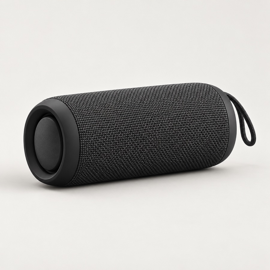 Portable fabric-covered Bluetooth speaker